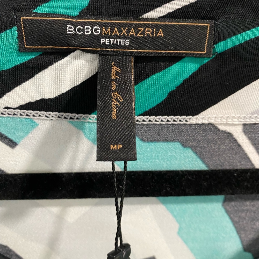 BCBGMAXAZRIA - 3/4 Sleeve Mini Bodycon Dress (Tide Multi) Size MP Petite - Picture 3 of 9